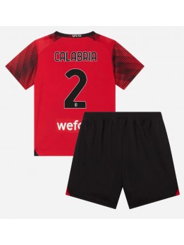Otroški Nogometna dresi replika AC Milan Davide Calabria #2 Domači 2023-24 Kratek rokav (+ hlače)
